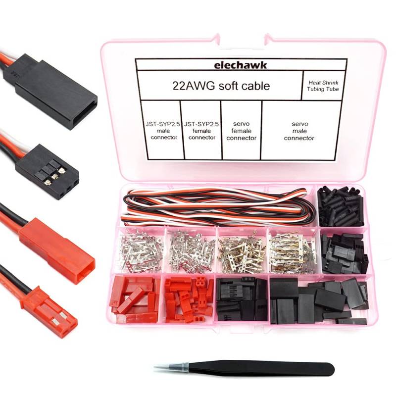 elechawk 40 Sets Servo Stecker Verbinder Buchse Crimp Pin Kabel Kit kompatibel JR JST SYP Futaba für Hitec Spektrum RC von elechawk