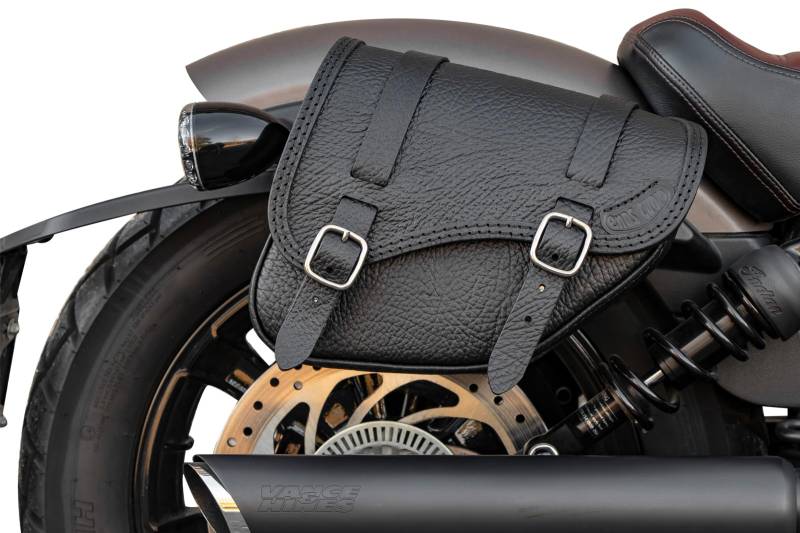 Leder Satteltasche für die rechte Seite aus Leder mit Schnellöffnungen für 2018-2023 Indian Scout Bobber, Made in Italy ENDSCUOIO von ends cuoio