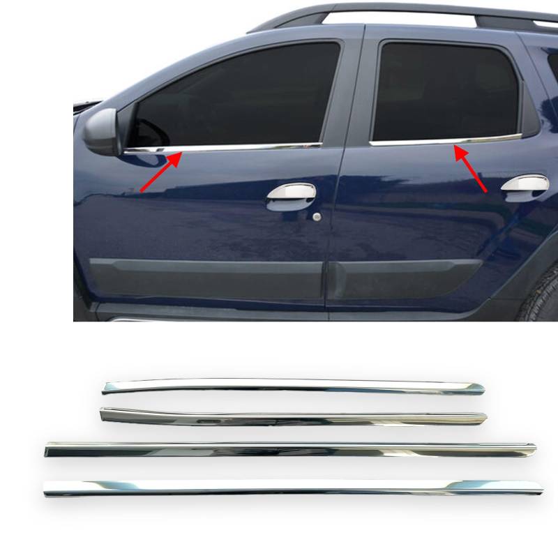 Fensterleisten Zierleisten Unterkanteleisten passend für Dacia Duster 2.Gen. ab Bj. 2018- Edelstahl Blenden Chrom 4tlg. E-Parts24 von eparts24