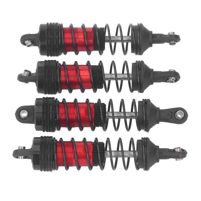 4pcs RC -Auto -Stoßdämpfer, Aluminiumlegierung RC -Auto Stoßdämpfer Dämpfer Hochelastizität vorderen Stoßdämpfer für LC Racing 1/14 1/16 (Rot) von equlup