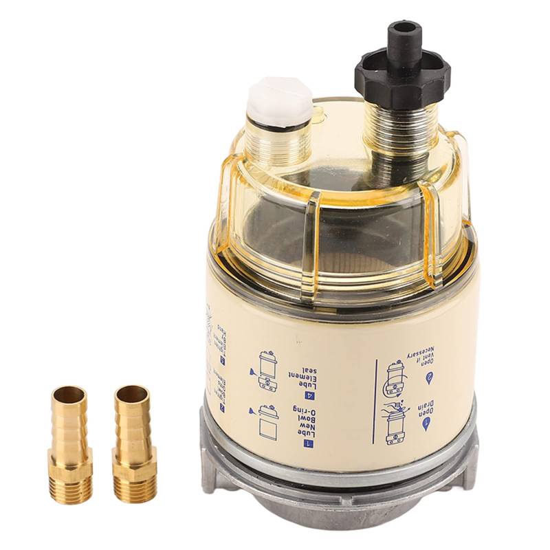 Kraftstofffilter Wasserabscheider, 2 Löcher Wasser Trennung Kraftstofffilter Wirkliche Filterfilter Wasserabscheider gut dicht R12T 140R für Speedboot von equlup