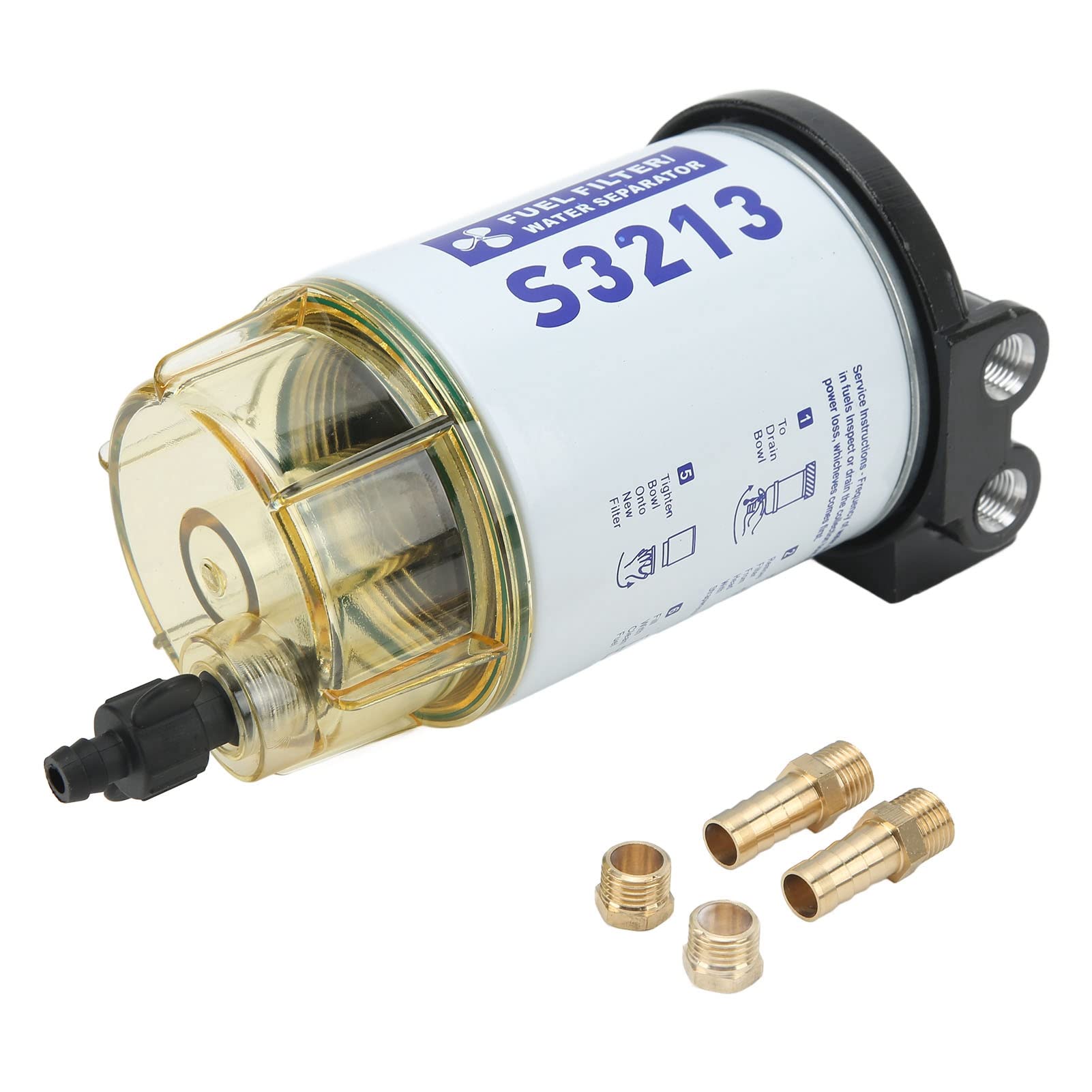 Meereswasserabscheider, S3213 Verunreinigungsentfernung Yacht Kraftstoff Wasser Trennung Filter Boot Marine Kraftstofffilter Kraftstoffwasserabscheider für Bootsboardmotor Meereswasserabscheider, S3213 Verunreinigungsentfernung Yacht Kraftstoff Wasser Trennung Filter Boot Marine Kraftstofffilter Kraftstoffwasserabscheider für Bootsboardmotor von equlup