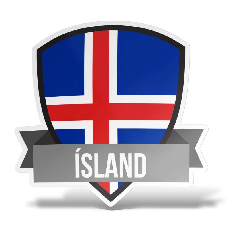 erreinge Aufkleber Island-Flaggen-Schild geformte Kleber PVC für Abziehbild Tapete Auto Moto Helm Camper Laptop - 10 cm von erreinge