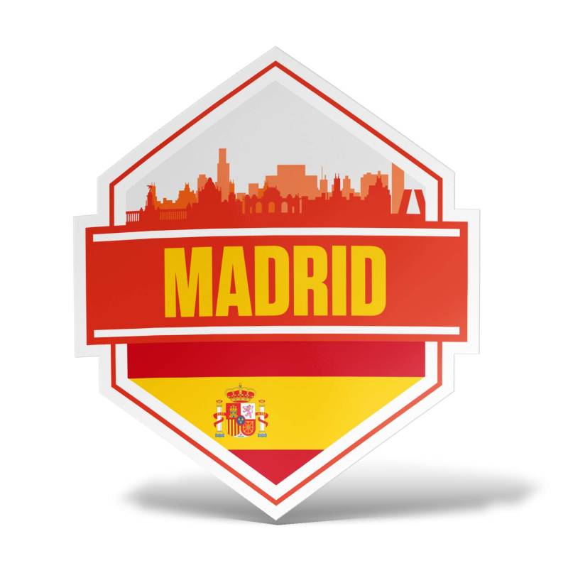 erreinge Aufkleber Madrid-Flaggen-Aufkleber Spanien-Schild geformtes PVC für Abziehbild Tapete Auto Moto Helm Camper Laptop - 10 cm von erreinge