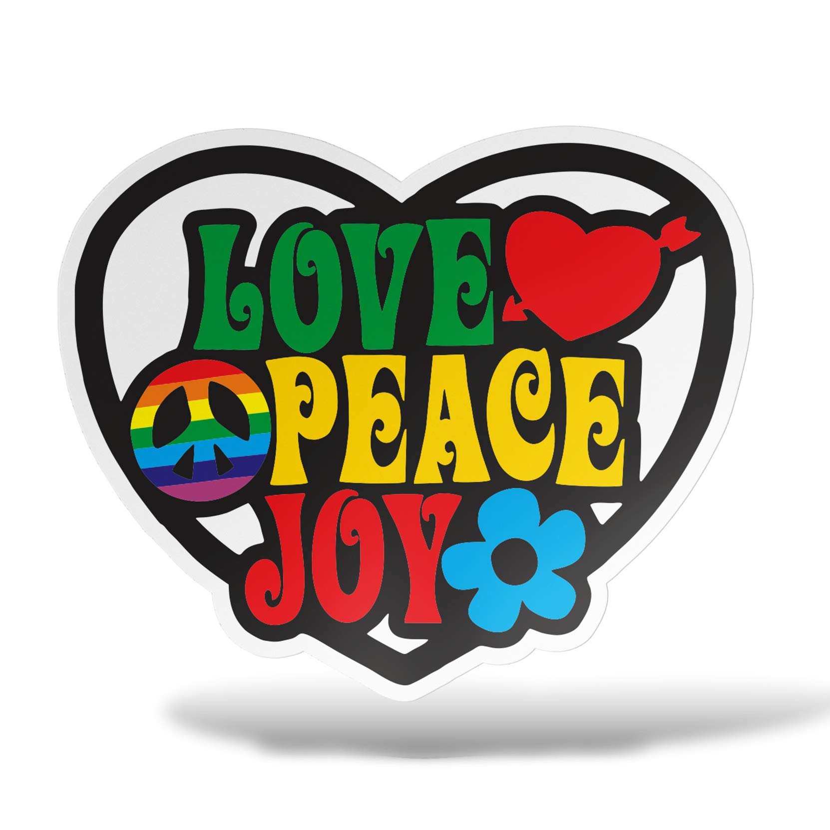 erreinge Aufkleber Peace Love Joy Flower Power Reggae Shaped Adhesive PVC für Abziehbild Tapete Auto Moto Helm Camper Laptop - 20 cm von erreinge