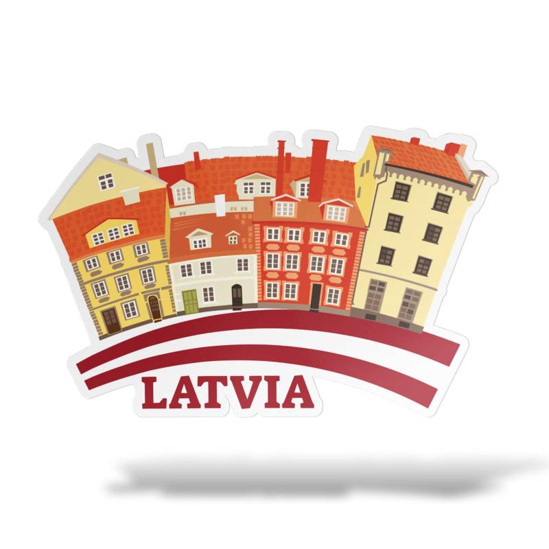 erreinge Aufkleber Riga Lettland-Flaggen-Schild geformte Adhesive PVC für Abziehbild Tapete Auto Moto Helm Camper Laptop - 10 cm von erreinge