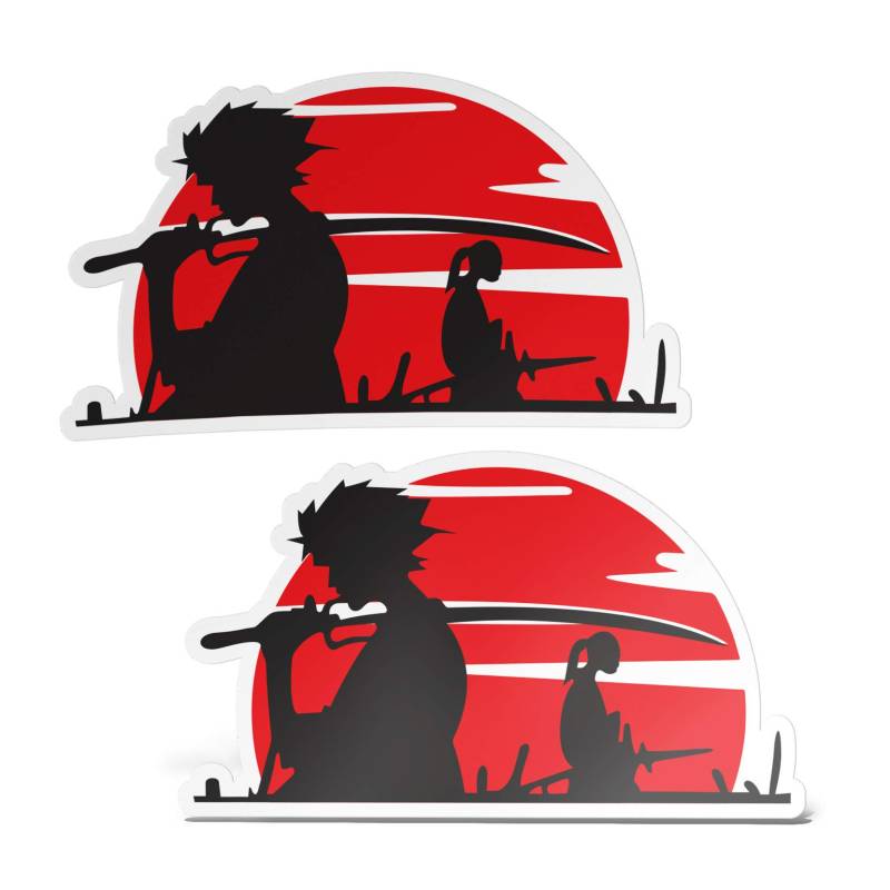 erreinge Aufkleber X2 Japan Samurai Anime Manga Shaped Adhesive PVC für Abziehbild Tapete Auto Moto Helmet Camper Laptop - 35 cm von erreinge