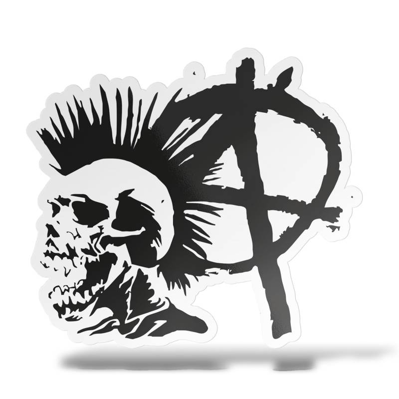 erreinge Aufkleber Anarchie-Punkschädel-Shaped Adhesive PVC für Abziehbild Tapete Auto Moto Helm Camper Laptop - 10 cm von erreinge