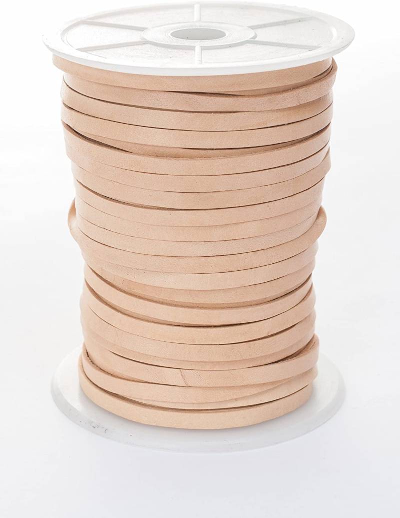 Lederband Flach 5 mm x 1,5 mm. Farbe/Länge: wählbar (10 Meter, Natur) von esnado