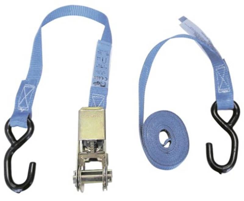 Kerbl Ratschenzurrgurt mit S-Haken 2-teilig – Blau 4 m (Maße 25 mm x 4 m, Zugkraft 800 kg) 3762 von eurofarm