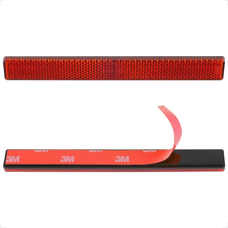 evermotor Reflektor 2 Stück 166 X 20 X 6 mm Motorrad, e-geprüft E4 Roter hinten Selbstklebend Rückstrahler Katzenauge für Fahrrad ATV RV Scooter Roller von evermotor