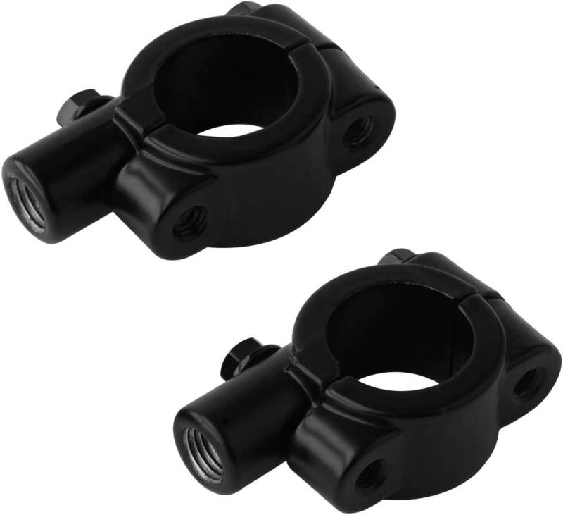 Evermotor Lenkerklemme 22mm M10 (7/8") Universal Lenkerhalterung Spiegelhalterung Motorrad 10mm Lenkerschelle Lenkerhalter Schwarz Fahrradspiegel Halterung (2 Stücke) von evermotor