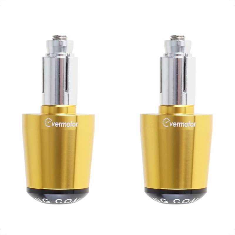 Evermotor [Ø22mm (7/8")] 2 X Motorrad CNC Aluminum Lenkergriffe Lenkerenden, Motorrad Lenkergriffe Endkappen für Meisten Motorrand/Roller Kappen Golden von evermotor