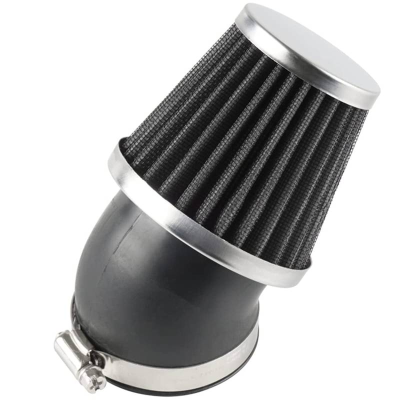 Evermotor Universal 45 Grad Biegung Doppelschicht Stahl Filter Luftfilter 37mm 38mm 39mm für Motorrad Scooter ATV Moped Schwarz von evermotor