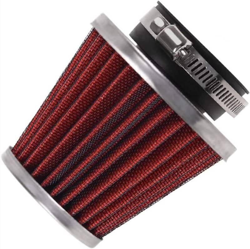 Evermotor Universal Doppelschicht Stahl Filter Luftfilter Rot 52mm 53mm 54mm für Motorrad Scooter ATV Moped Roller von evermotor