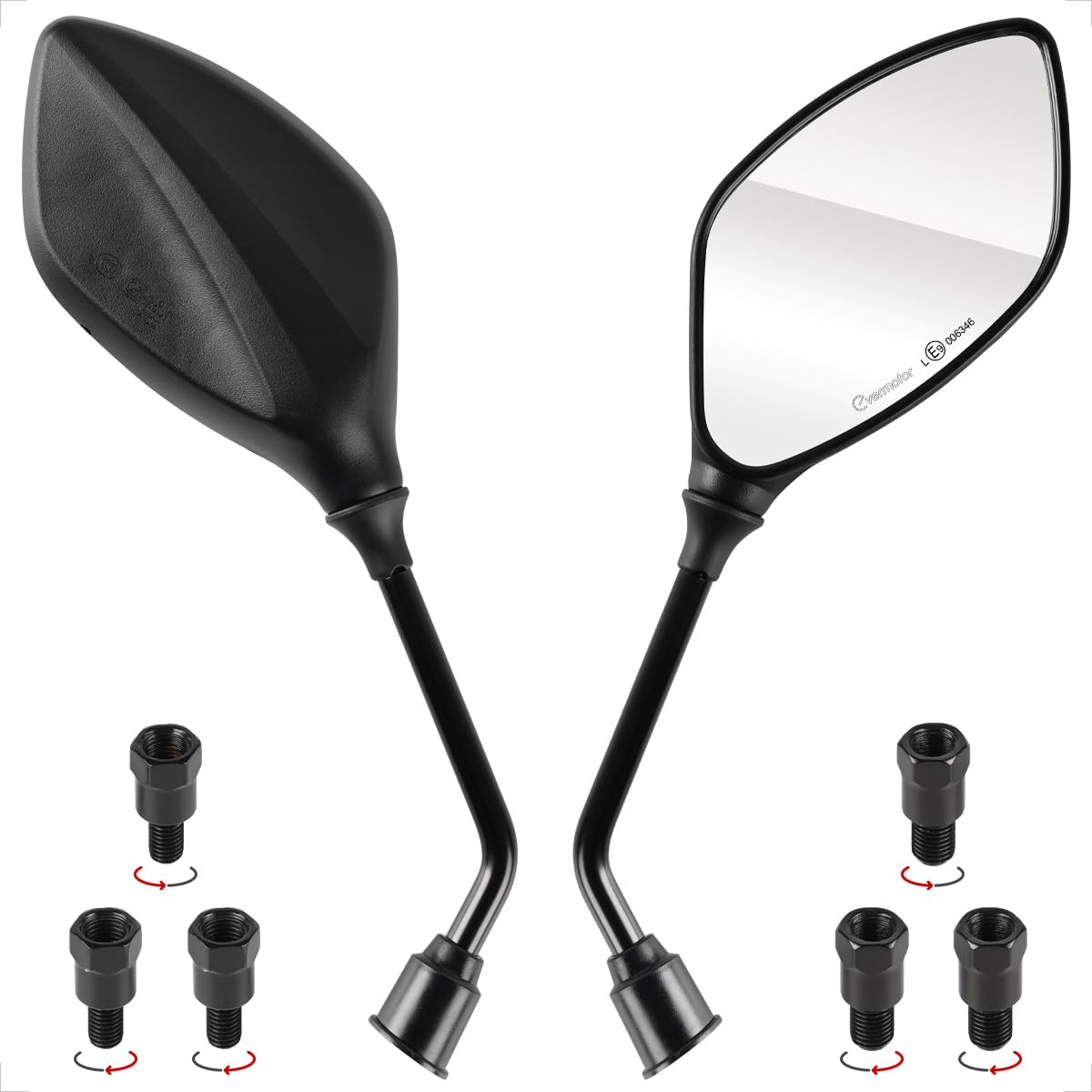 Evermotor Universal Motorrad Spiegel Rückspiegel E-geprüft 2x M10 Rechtsgewinde, 2x M8 Rechtsgewinde + 1x M10 Linksgewinde, 1x M8 Linksgewinde Spiegel für Quad Roller Moped ATV Evermotor Universal Motorrad Spiegel Rückspiegel E-geprüft 2x M10 Rechtsgewinde, 2x M8 Rechtsgewinde + 1x M10 Linksgewinde, 1x M8 Linksgewinde Spiegel für Quad Roller Moped ATV von evermotor