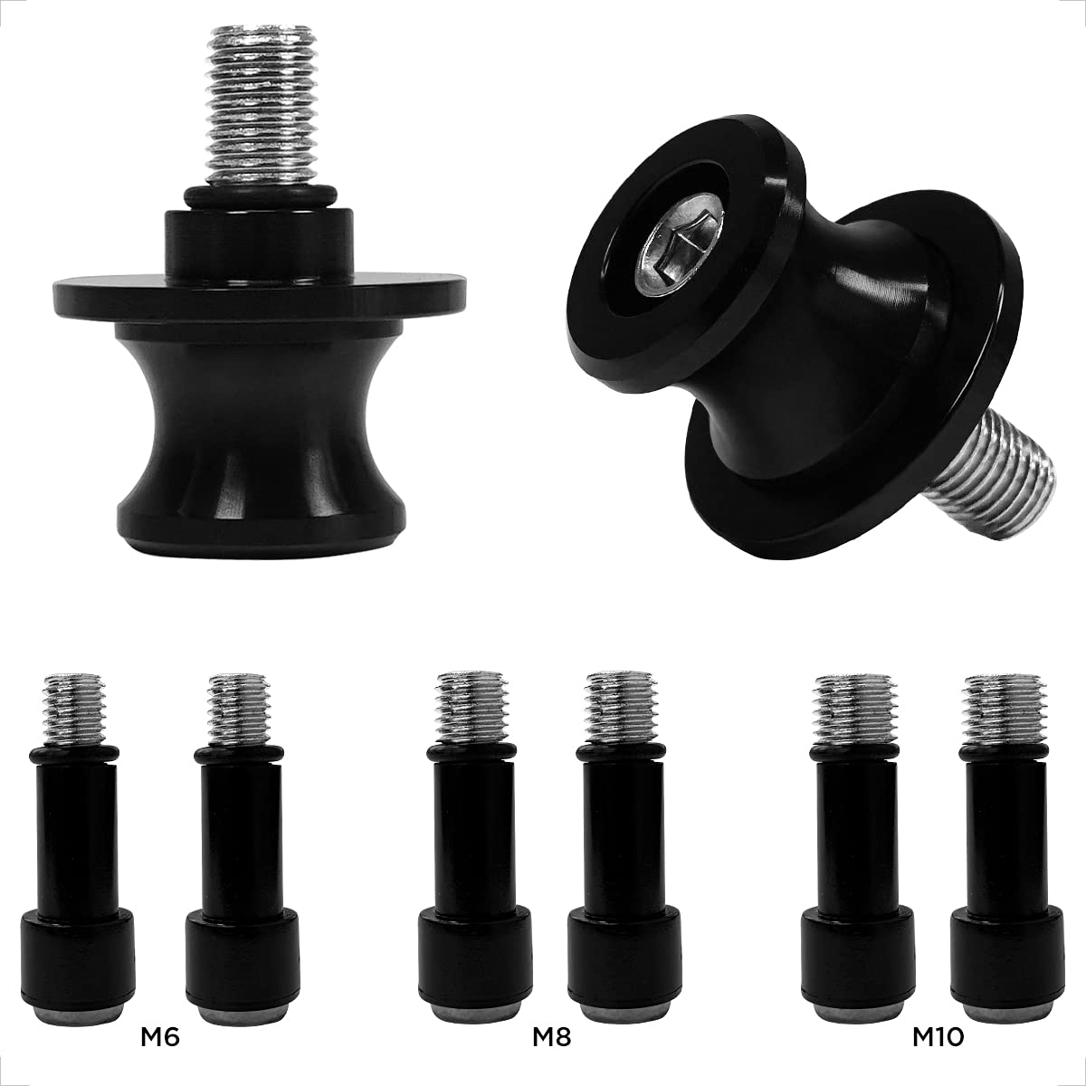 Universal CNC Aluminium Ständeraufnahme Schwarz M6X1mm,M8X1.25mm,M10X1.25mm Bobbins Montageständer für Yamaha YZF R1 R3 R6 R25 R125 R1000 R6S Yamaha MT-01 MT-03 MT-09 MT-10 Aprilia RSV4 RSV4 R von evermotor