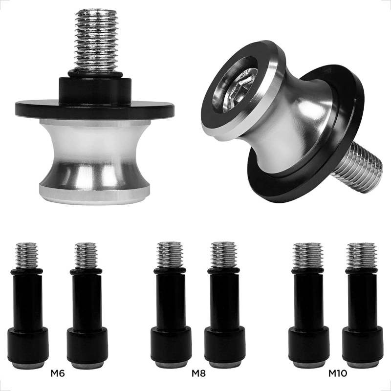 Universal CNC Aluminium Ständeraufnahme Silber M6X1mm,M8X1.25mm,M10X1.25mm Bobbins Montageständer für Yamaha YZF R1 R3 R6 R25 R125 R1000 R6S Yamaha MT-01 MT-03 MT-09 MT-10 Aprilia RSV4 RSV4 R von evermotor