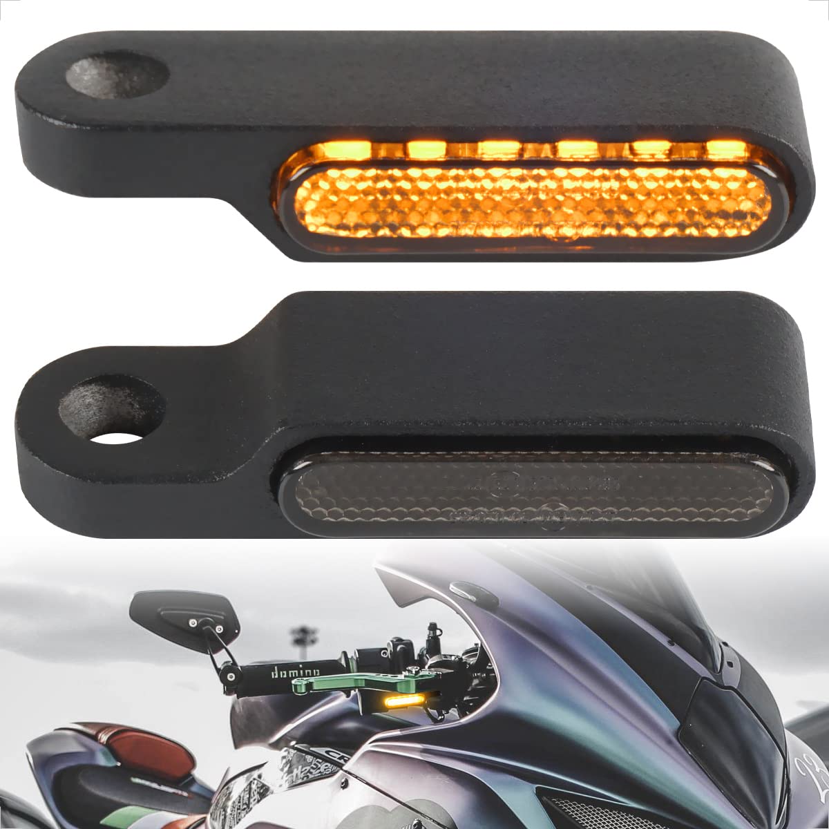 evermotor 6 LED Universal 12V 2 Stück E24 Mini Motorrad LED Blinker Laufeffekt Aluminiumlegierung im Feinguss IP67 Wasserdicht E geprüft von evermotor