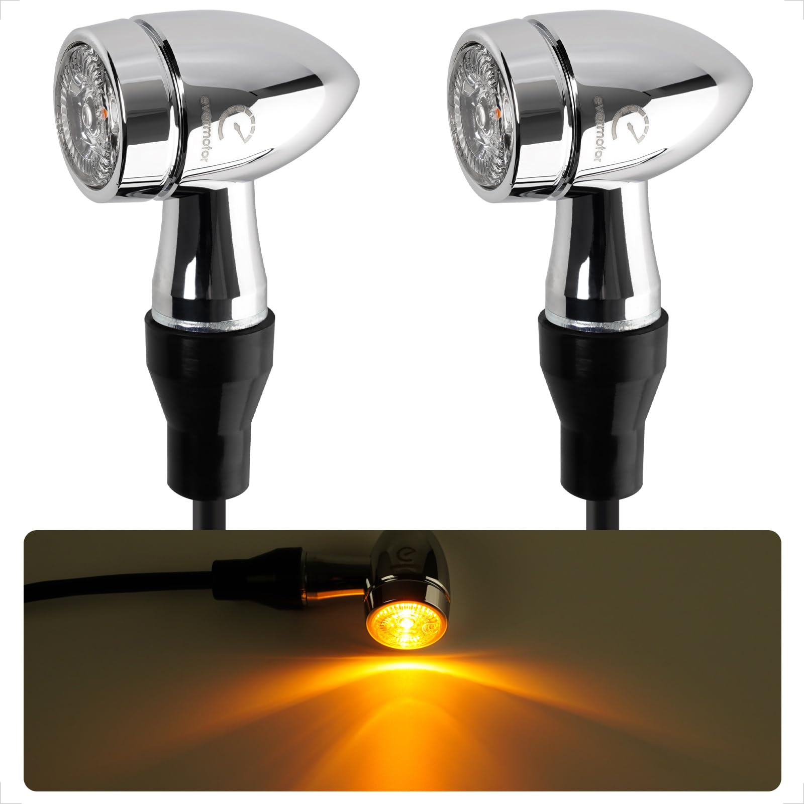 evermotor Chrom CNC LED Blinker Motorrad, 12V 2 Stück E32 E geprüft, Mini Bullet Aluminiumschale mit schöner Oberflächenbehandlung, IP67 Wasserdicht, Amber evermotor Chrom CNC LED Blinker Motorrad, 12V 2 Stück E32 E geprüft, Mini Bullet Aluminiumschale mit schöner Oberflächenbehandlung, IP67 Wasserdicht, Amber von evermotor