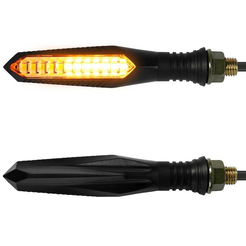 evermotor Lauflicht Blinker Motorrad LED 12V, 2 Stück Hohe Helligkeit Motorradblinker Laufeffekt, IP67 Wasserdicht, E-Geprüft, Kabellänge 300 mm von evermotor