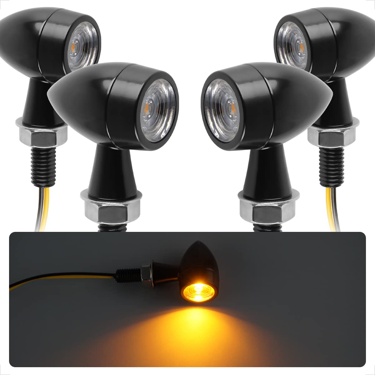 evermotor Universal 12V 4 Stück E24 Mini Motorrad LED Blinker Bullet Zinklegierung im Feinguss IP67 Wasserdicht E geprüft evermotor Universal 12V 4 Stück E24 Mini Motorrad LED Blinker Bullet Zinklegierung im Feinguss IP67 Wasserdicht E geprüft von evermotor