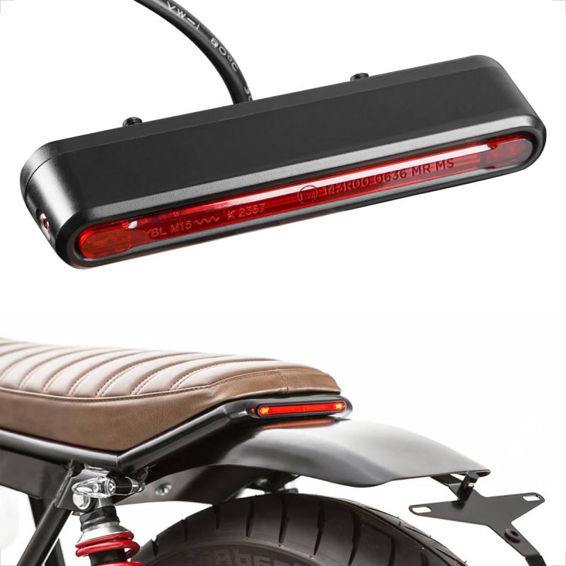 evermotor Universal LED Motorrad Rücklicht, 6-58V E24 Bremslicht Motorrad Fahrrad Rücklicht Hinten, E geprüft, IPX67 Wasserdicht von evermotor