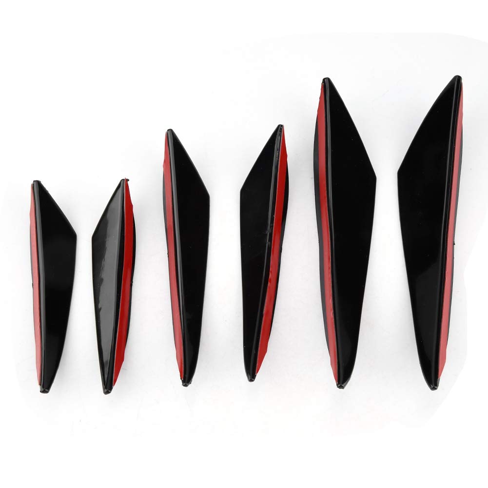 6 Stück Frontlippe Spoiler Splitter Glanz Schwarz Auto Frontstoßstange Windmesser Trim Universal Frontstange von evhooe