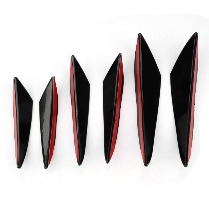 6 Stück Frontlippe Spoiler Splitter Glanz Schwarz Auto Frontstoßstange Windmesser Trim Universal Frontstange von evhooe