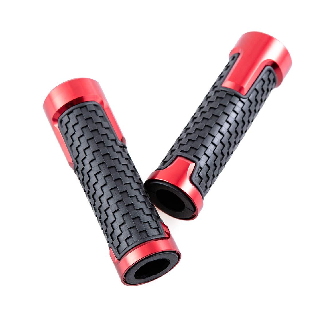 Handgriffe Universal Motorrad Lenkergriffe Griffe - 22 mm (7/8") 24mm (1") Anti-Rutsch Gummi Motorradgriffe für Roller Mopeds Quad ATV Griffe (Rot) von evomosa