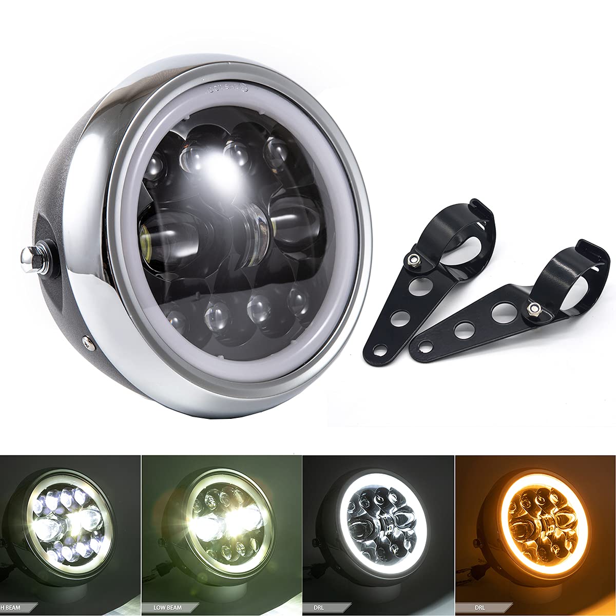 Motorrad Frontscheinwerfer 7,5 Zoll Led Motorrad Scheinwerfer für Cafe Racer Bobber Chopper Motorrad Frontscheinwerfer 7,5 Zoll Led Motorrad Scheinwerfer für Cafe Racer Bobber Chopper von evomosa
