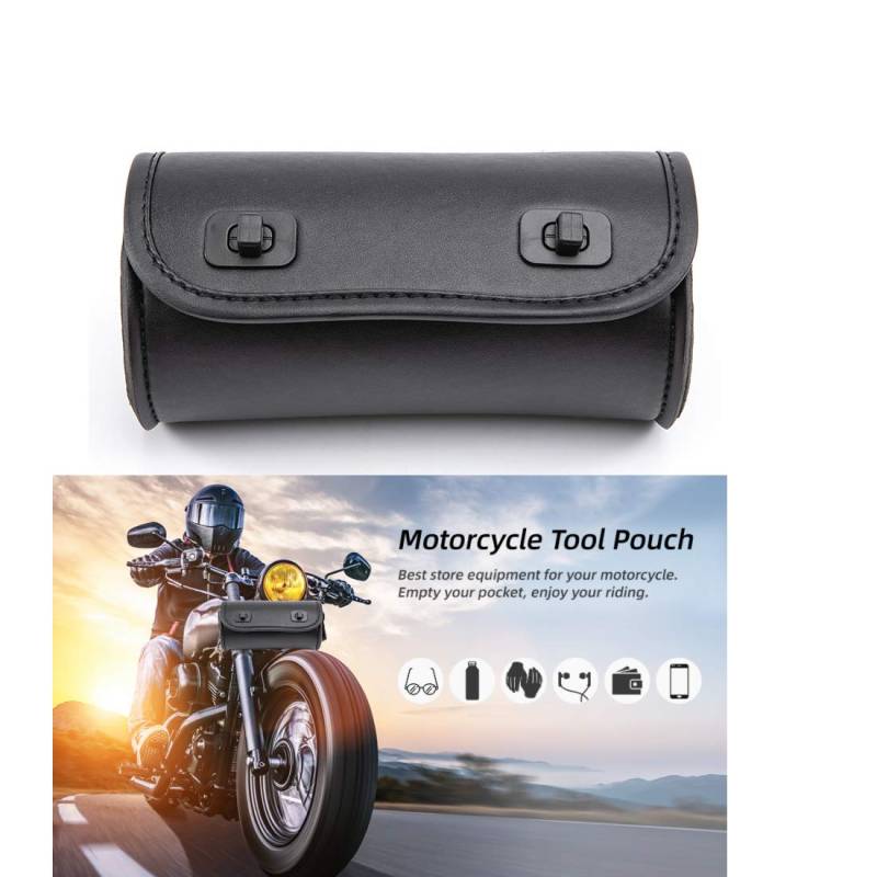 evomosa Motorrad Gabel Tasche PU Leder Fahrrad Lenker Werkzeugbeutel Sissy Bar Roll Aufbewahrungstasche - Klein (Farbe A.) von evomosa