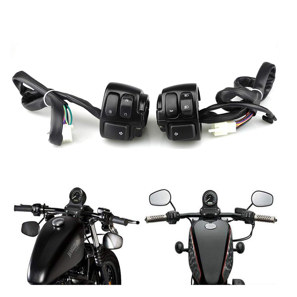 Motorrad Lenker Schalter, 25 mm Handschalter Schalter passend für Hupenblinker-Zündsteuerung Motorrad Lenker Schalter, 25 mm Handschalter Schalter passend für Hupenblinker-Zündsteuerung von evomosa