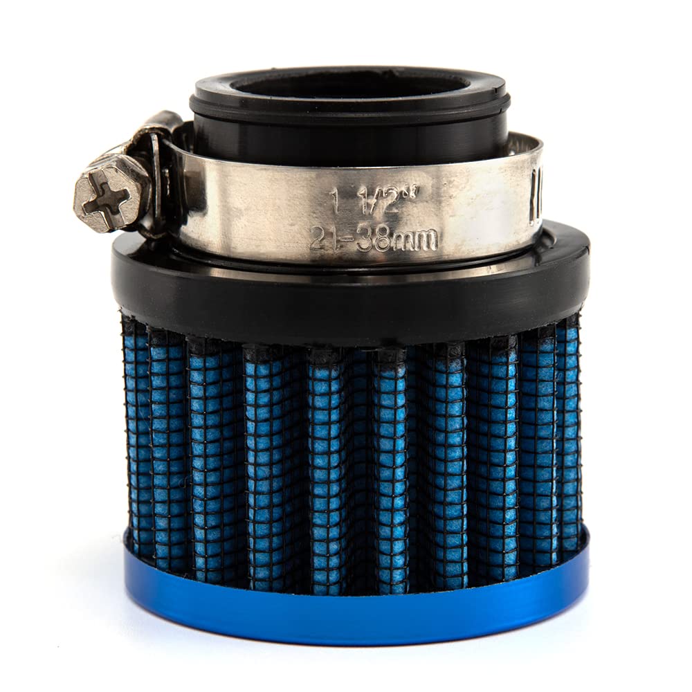 Motorrad Luftölfilter 25mm Universal Auto Interface Kaltluftansaugfilter Turbo Entlüftung Kurbelgehäuseentlüftung (Blau 25MM) von evomosa
