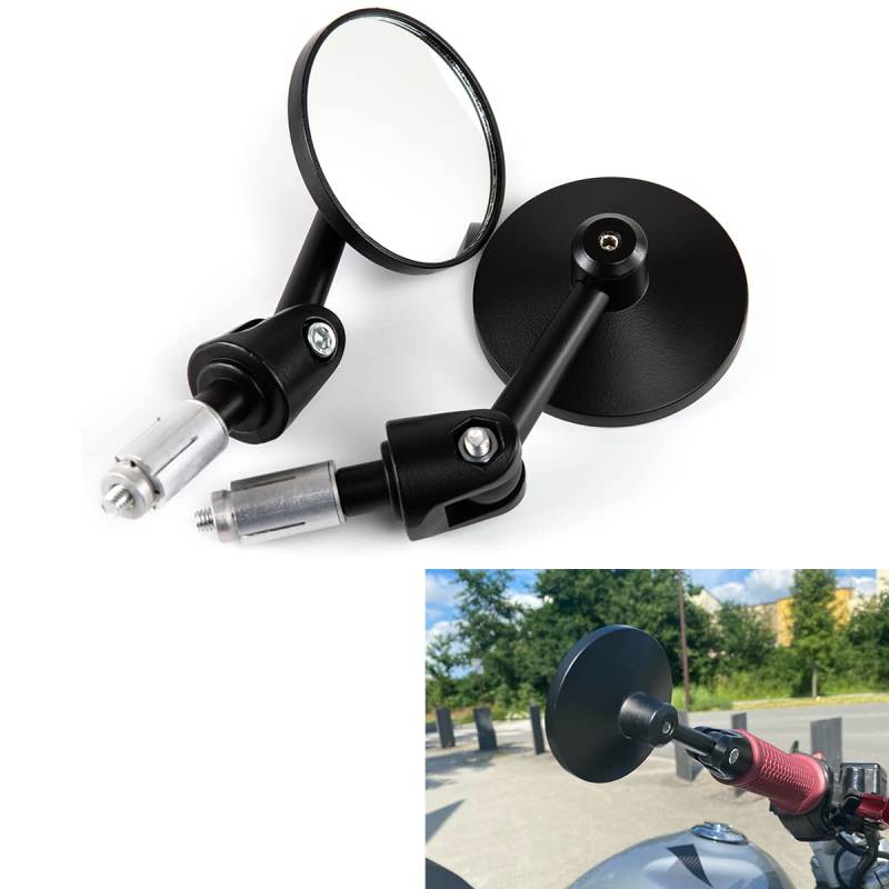 Motorrad Rückspiegel Lenker Ebene Konvexer Spiegel Motorrad Fahrrad Lenker Seite Zurück Rückspiegel winkelverstellbar (Ebener Spiegel) von evomosa