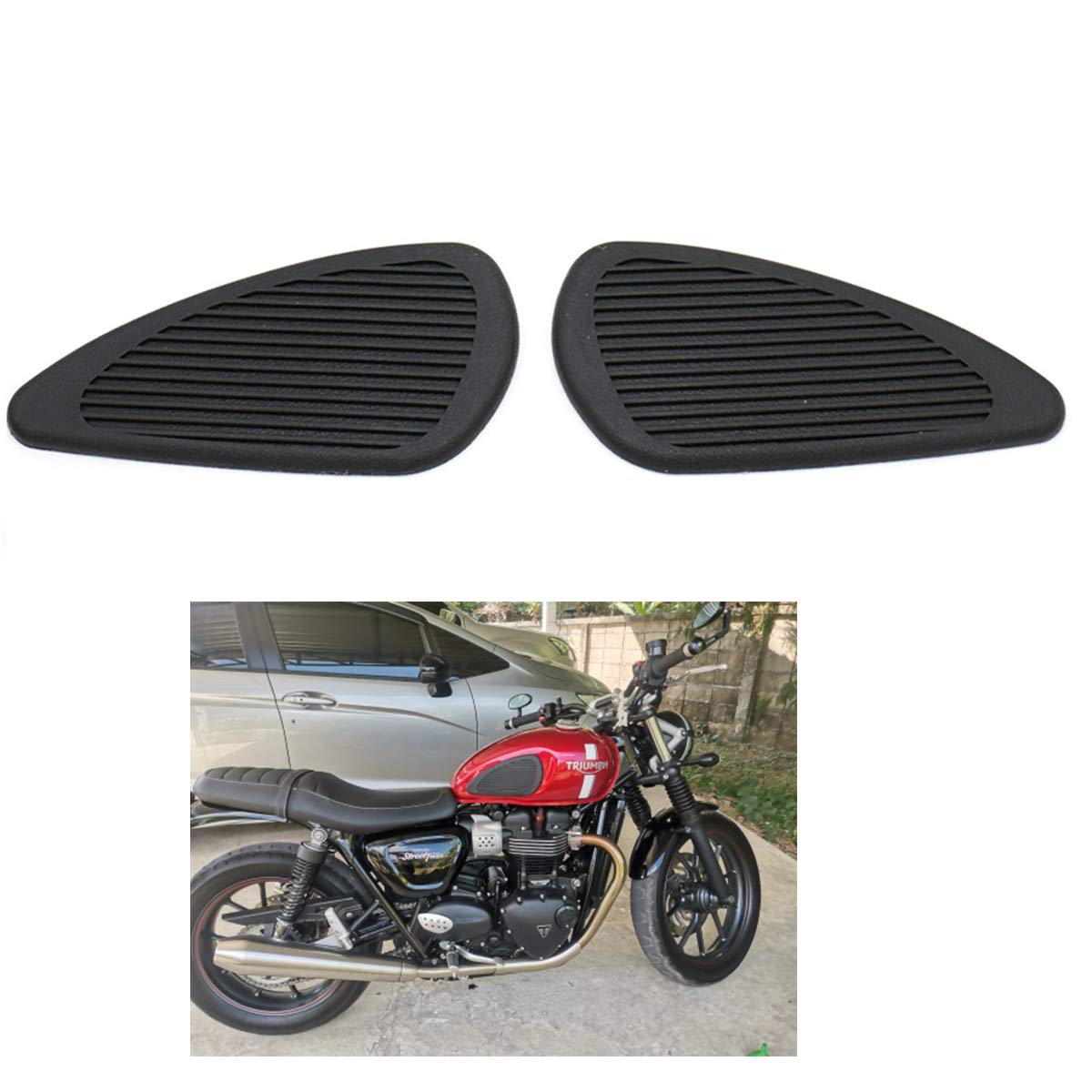 Motorrad tankaufkleber pad Retro Universal Motorräder Tank Gummi Schutz Aufkleber von evomosa