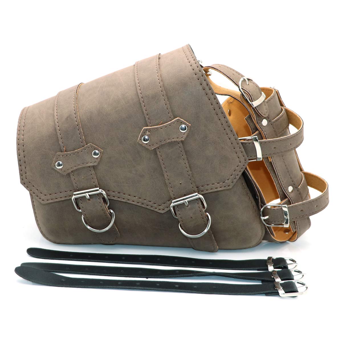 Universal Motorrad Satteltaschen PU Leder Seitliche Werkzeugtaschen für Satteltasche -Braun (Braun Links) von evomosa
