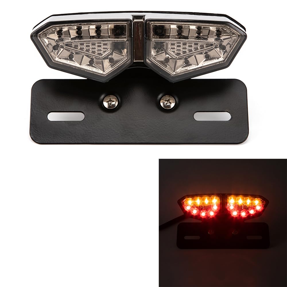 evomosa Motorrad Rücklicht LED Heckleuchten Bremslicht für Cruiser Vintage Bike Stop Signal Licht Blinkerleuchten (Schwarze Schale) von evomosa