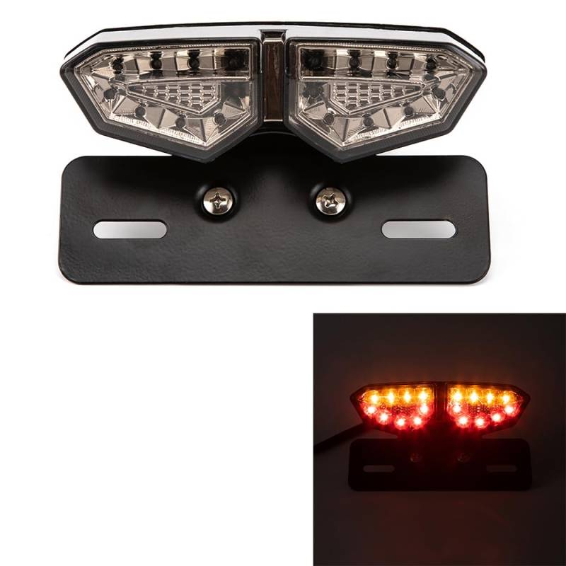 evomosa Motorrad Rücklicht LED Heckleuchten Bremslicht für Cruiser Vintage Bike Stop Signal Licht Blinkerleuchten (Schwarze Schale) von evomosa