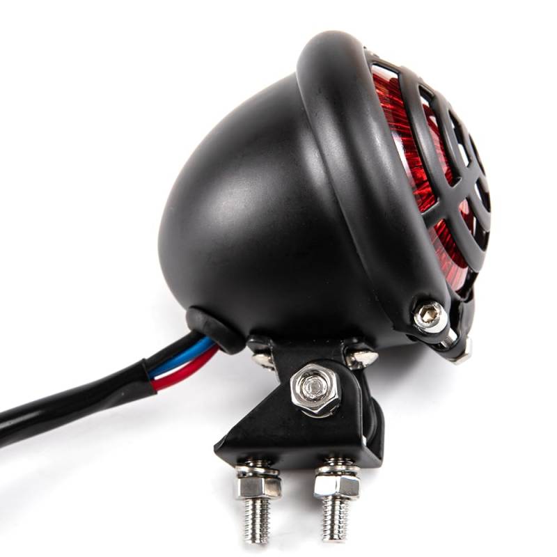 evomosa Motorrad Rücklichter 12V Bremslicht LED Motorrad Stop Rücklicht Rot Retro Kleine Runde Rückleuchte Rückhaltelampe (Schwarz) von evomosa