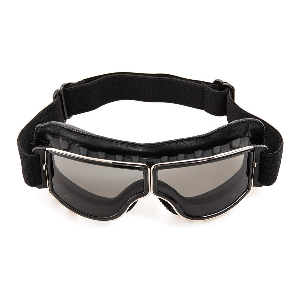 Motorradbrille PU Leder Sonnenbrillen Sportbrille Retro Radbrille für ATV Bike Motocross Brille Schutzbrille (Schwarze A) von evomosa