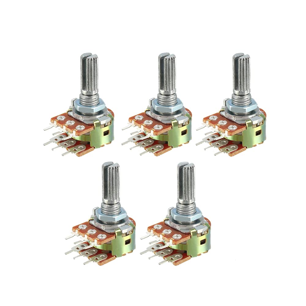 5 pcs variable Widerstände Dual linear 6 Stift Rotary Carbon Film Taper Potentiometer 20 mm Welle,500K Ohm 5 pcs variable Widerstände Dual linear 6 Stift Rotary Carbon Film Taper Potentiometer 20 mm Welle,500K Ohm von ezqnirk