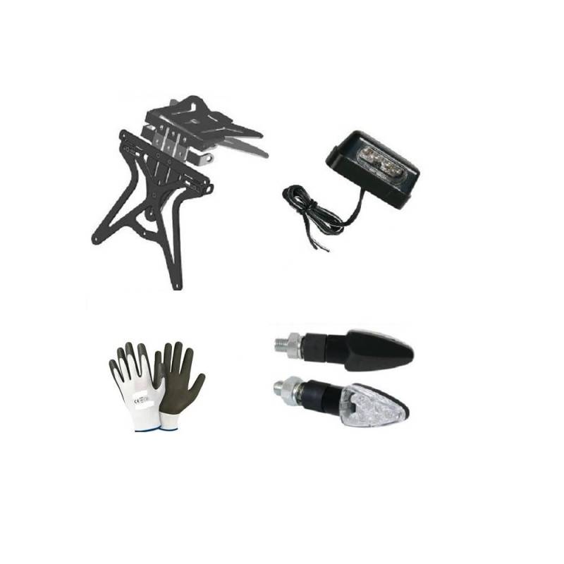 KOMPATIBEL MIT 1340 ELECTRA GLIDE CLASSIC - FLHTC KIT FÜR MOTORRAD VERSTELLBARER KENNZEICHENHALTER UNIVERSAL UNSPEZIFISCH + 1 PAAR LED BLINKER + Kennzeichenbeleuchtung ALLES ZUGELASSEN LAMPA von farbrothersonline