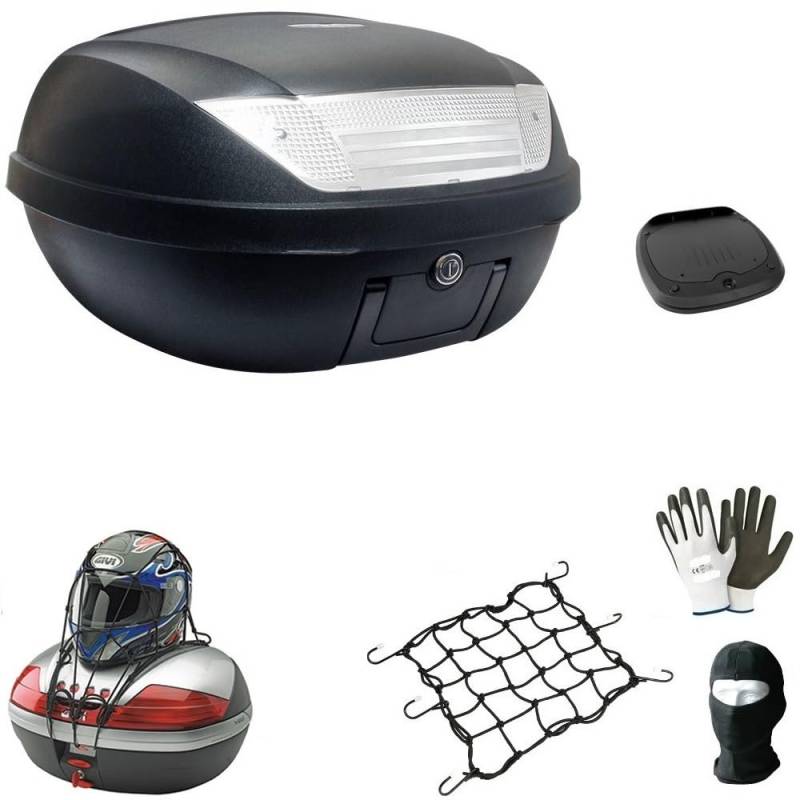 KOMPATIBEL MIT Aprilia SXR 50 Koffer TOPCASE 52 LT SCHWARZ + Platte + Griff FÜR Motorrad-Scooter-GEPÄCKTRÄGER FÜR 2 UNIVERSAL-SIFAM-Integral-Jet-MODULARE HELME von farbrothersonline