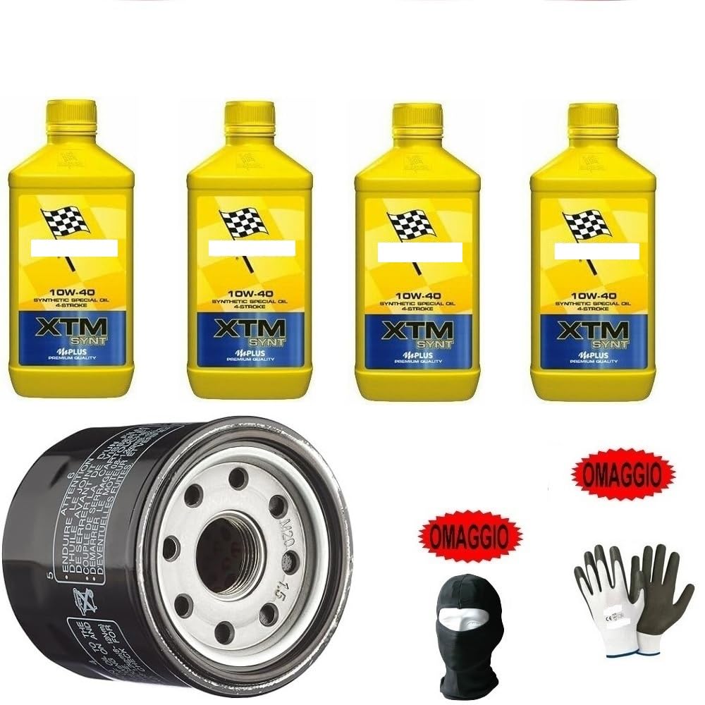 KOMPATIBEL MIT BIMOTA DB8 1200 Service-MOTORWARTUNG ÖLWECHSEL SCHMIERMITTEL B-(ARDAL) XTM 10W40 Polar Plus Synthetic 10W40 4T + ÖLFILTER SCHUTZBARRIERE von farbrothersonline