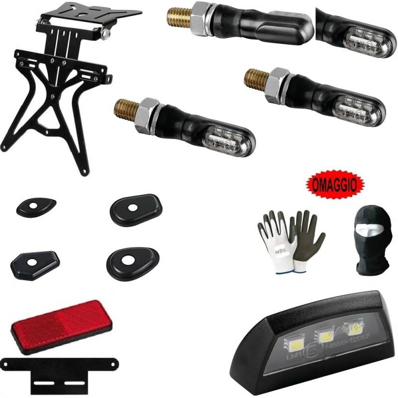 KOMPATIBEL MIT Husqvarna FE 250 KENNZEICHENHALTER-KIT, EINSTELLBAR IN HÖHE, BREITE, Neigung FÜR MOTORRÄDER+4 Blinker+KENNZEICHENBELEUCHTUNG+Reflektor+UNTERSTÜTZUNG von farbrothersonline