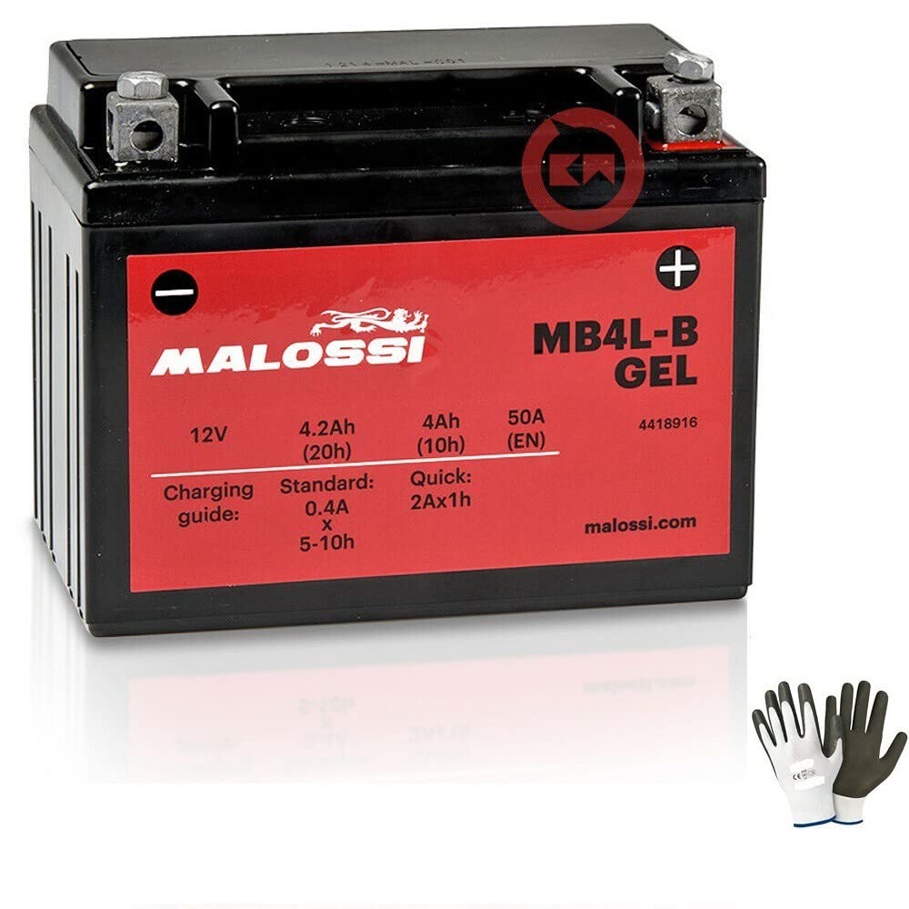 Kompatibel mit Aprilia SX (PV00/PVA00) 50 von 2006 bis 2016 Batterie bereits gebrauchsfertig Malossi MB4L-B in aktiviertem Gel in Fabrik 4,2 Ah AMP. 12 V. von farbrothersonline