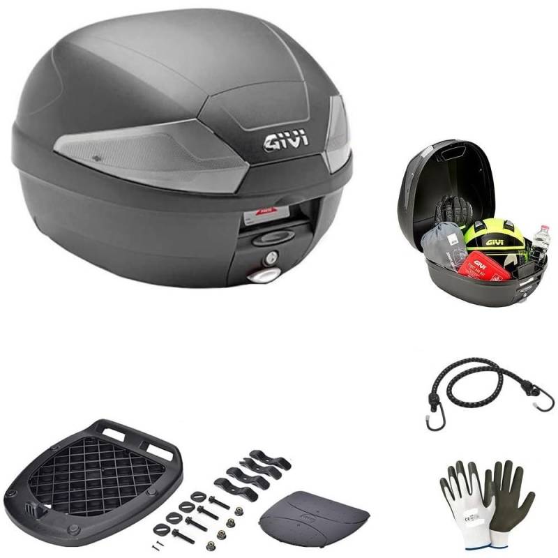 farbrothersonline KOMPATIBEL MIT Piaggio Liberty 50 4T B29NT2 TECH Suitcase TOPCASE + GIVI-Platte FÜR 1 Integral- ODER Jet-Helm 29LT TRANSPARENTE EINSÄTZE FÜR Motorrad-Roller MIT HECKGEPÄCKTRÄGER von farbrothersonline