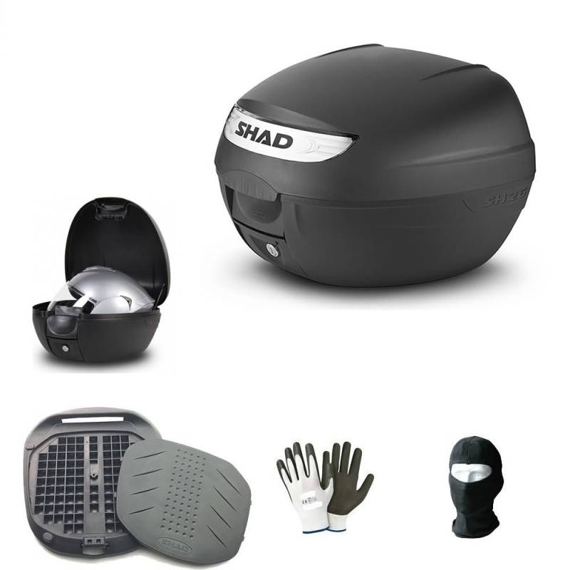 farbrothersonline Kompatibel mit Kymco Like 50 2T Koffer, Koffer Shad 26 l, schwarz+Secure LOCK System+Gepäckträgerplatte für Integralhelm, Jet-Modular, universal von farbrothersonline