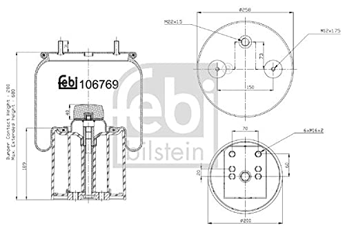 febi bilstein 106769 Luftfederbalg mit Kunststoffkolben und Kolbenstange, 1 Stück von febi bilstein